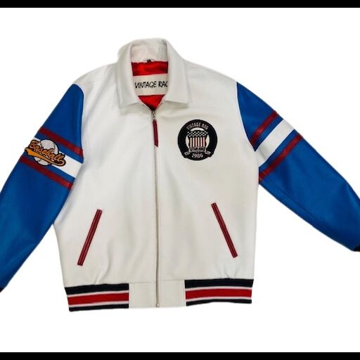 Red white and blue letterman online jacket